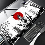 Samurai Warrior MousePad Gamer Computer Accessories Keyboard Table Mat Black Mouse pad Company Gaming Laptop Desk Accessory Pc