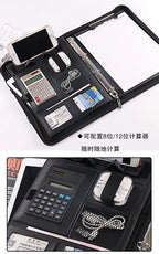 A4 Portable File Folder with Calculator Binder Organizer Manager Office Document Pad Briefcase PU Leather Padfolio Bag Customize