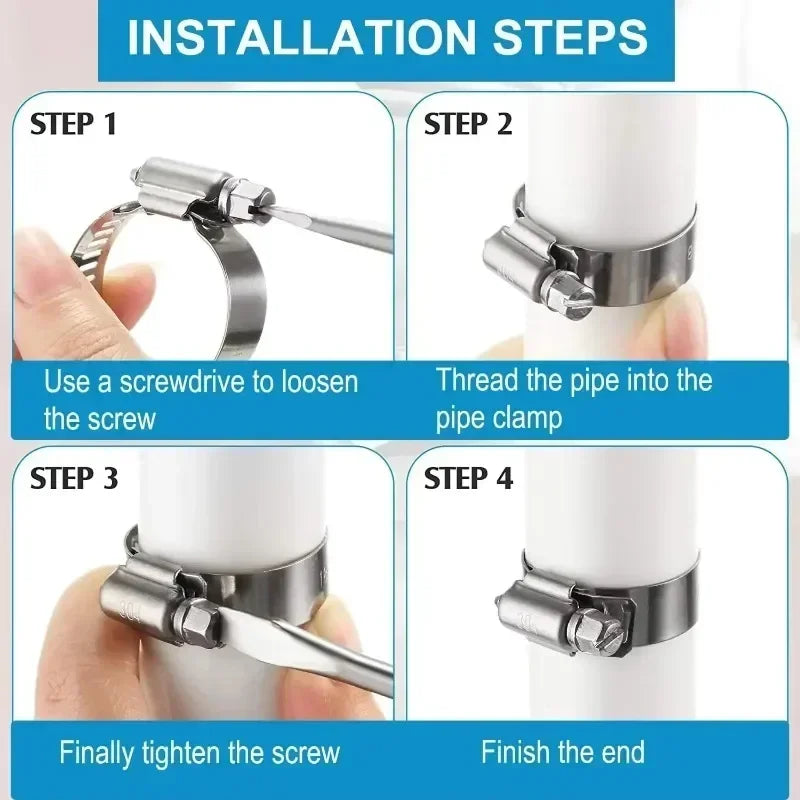 10-50pcs Hose Clips Pipe Clamps Stainless Steel Hoop Clamp Hose 304 Stainless Steel Automotive Pipes Clip Fixed Tools Wholesale