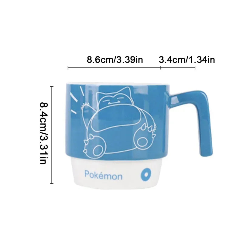 SHUNXIANG Pokémon Ceramic Mugs Coffee Cup Snorlax Stackable Kawaii Anime Boy Girl Breakfast Milk Juice Cup Ceramic Coffee Cup