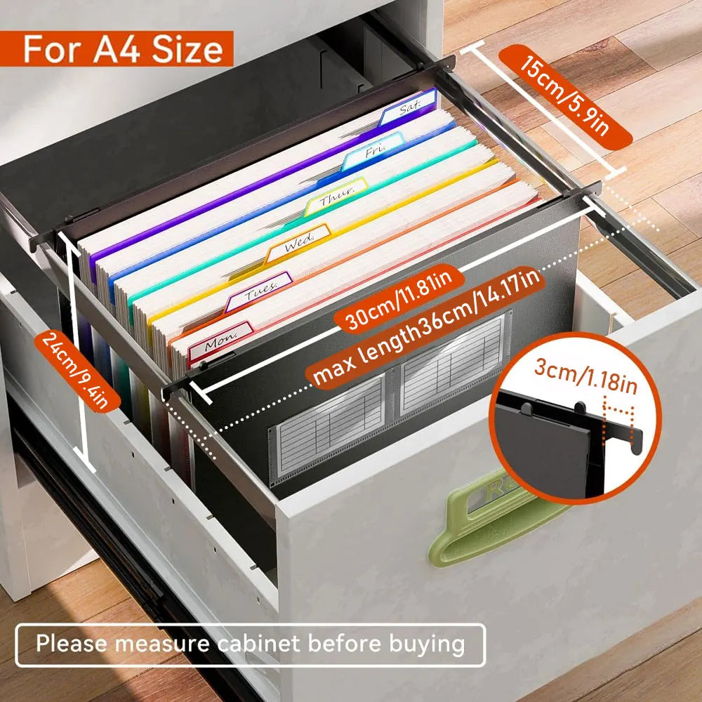 1-Pack of Plastic Telescopic Hanging Folders with 7 Compartments and Multi-Colored Labels, Suitable for Filing Cabinets.
