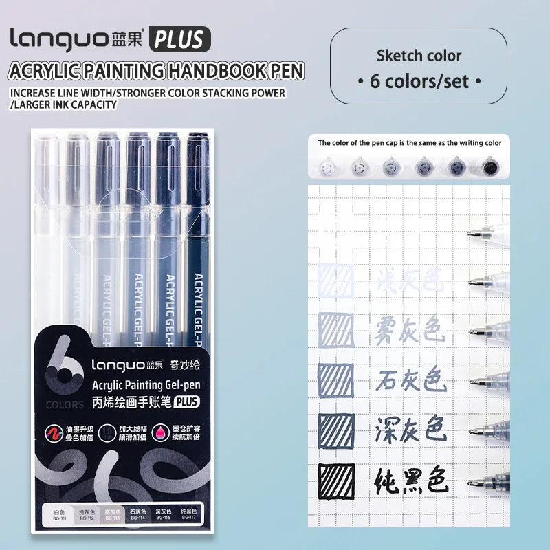 Languo 6/24/36/54/72/90 colors Acrylic Painting Handbook Pens Multi-Color Gel Pen Student Neutral Pen Writing Marker Stationery