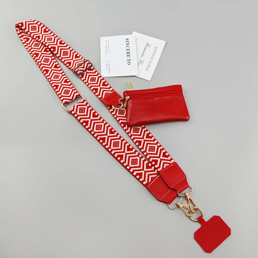 Adjustable 2-in-1 Crossbody Mobile Phone Lanyard Strap Anti-lost Cell Phone Case Rope With Universal Clip Zippered Coin Purse