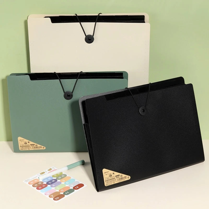 Three Colors Horizontal A4 Folder Students Office Business Trip Multi-layer Large Capacity 5/8/13 Layers Storage Organ Bag