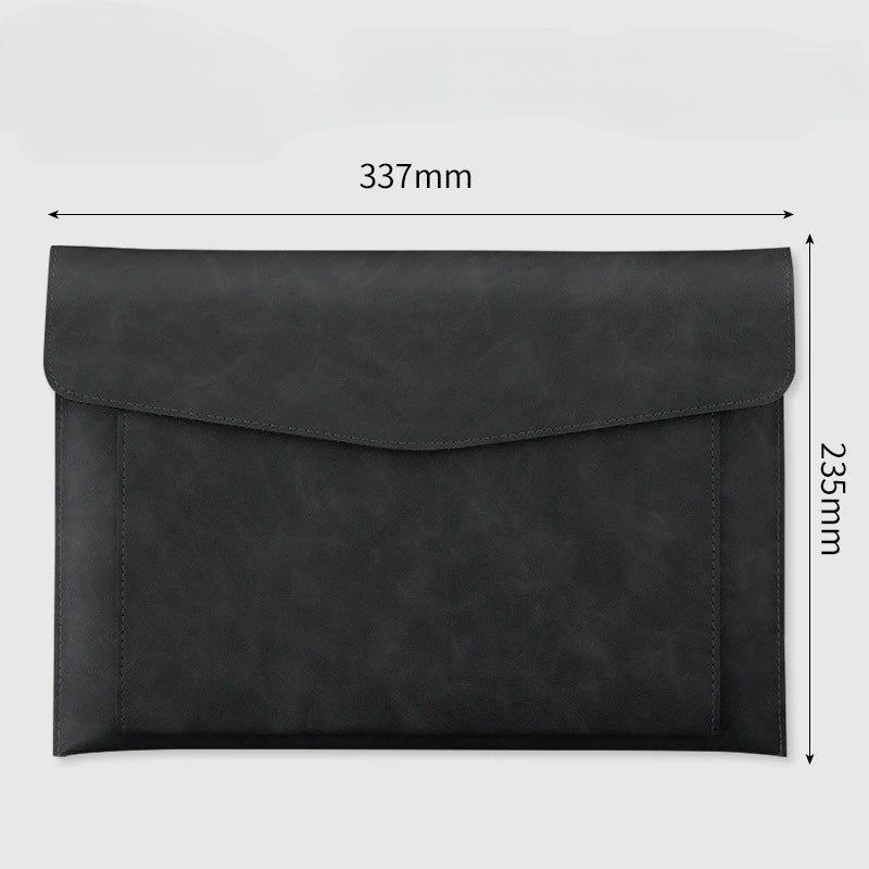 A4 Leather Document Bag Storage Bag  Large Capacity Double-layer File Folder Business Official Briefcase