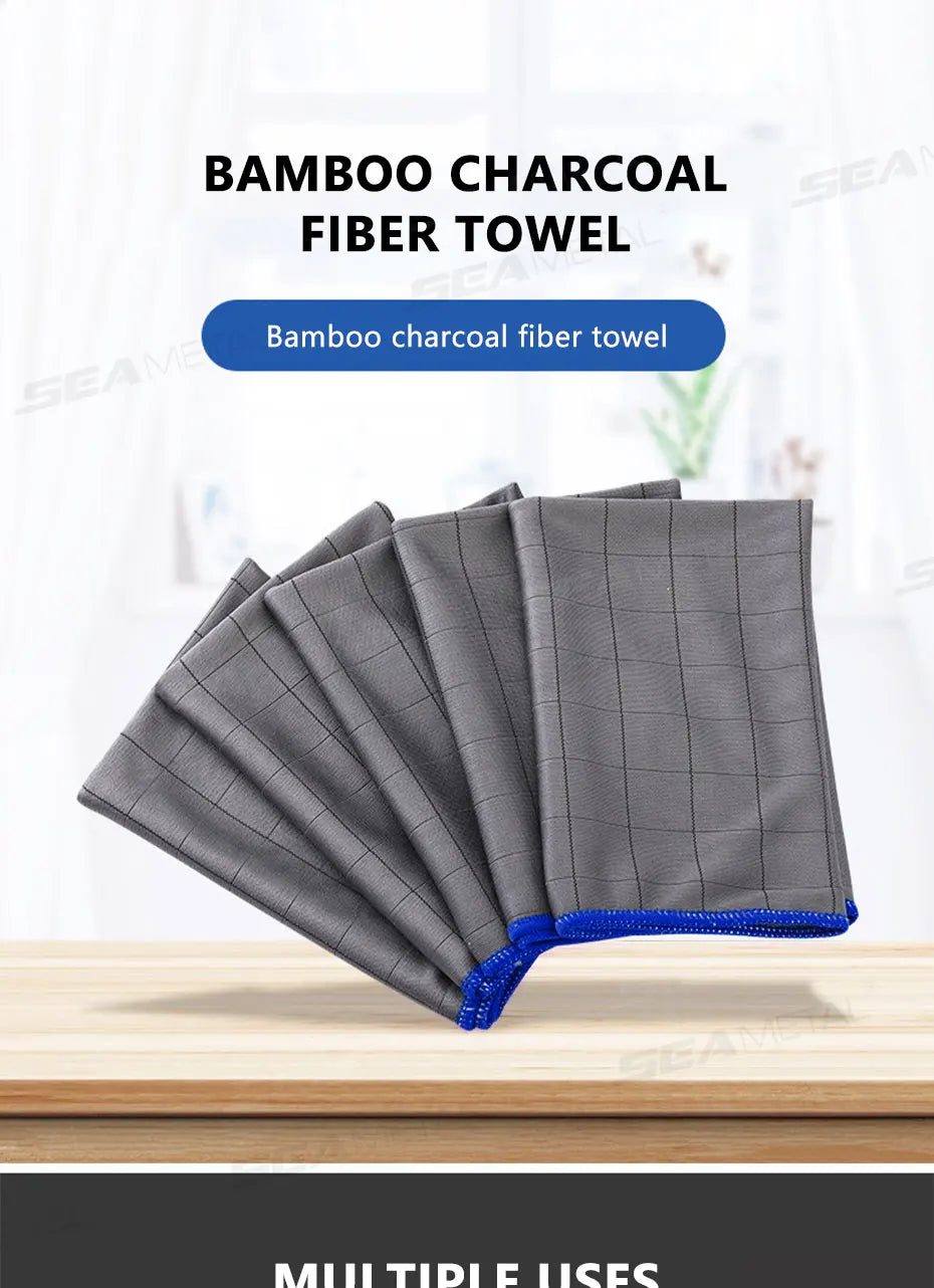 SEAMETAL Microfiber Carbon Cloth to Wipe Windows Wine Glasses Tableware Glass Cleaning Cloth Carbon Fiber Rag for Car Home Clean