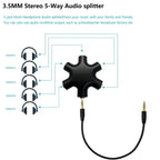 5-Jack Female Connector Adapter 3.5mm Multi Headphone Audio Splitter with 3.5mm Stereo Cable 20cm Digital Audio Video Cables