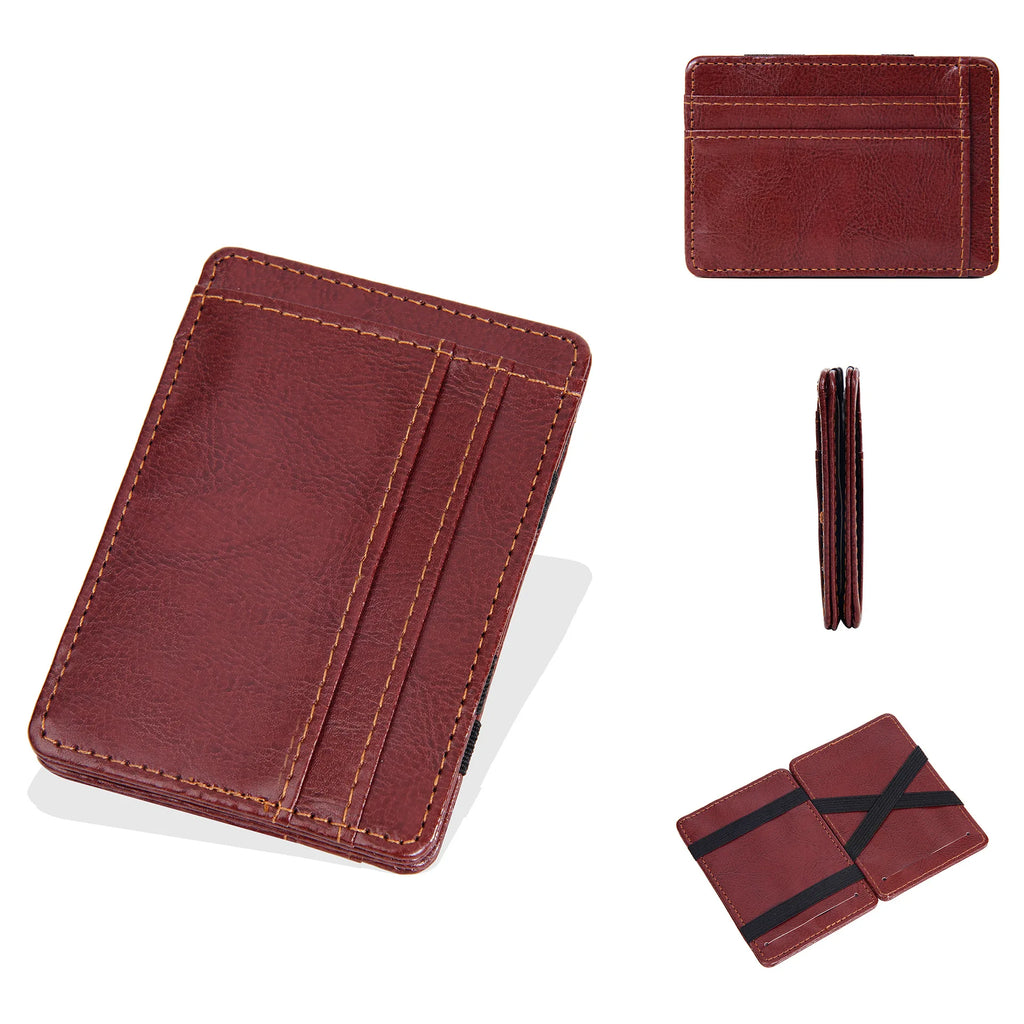 Business Thin Multi-Functional Short Bifold Card Holder Simple Elastic Nylon Belt Multi-Slot Wallet