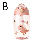 500ml Children's Dinosaur Water Bottle With Silicone Straw Leak Proof Plastic Water Bottle Summer Children's Water Cup