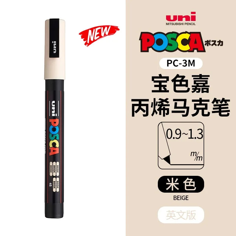 uni POSCA POP Water-Based Marker,Assorted Colors PC-1M/3M/5M 0.7~2.5mm Tips Professional Acrylic Paint Pen for Artists&Designers