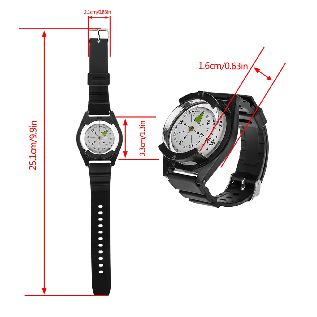 Wristwatch Compass, Wristwatch-Style Compass, Outdoor Mini Lightweight Wristwatch ABS Rubber Strap Tool Accessory Wristband