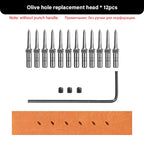 WUTA Multifunctional Leather Hole Punch Round Pricking Iron Stitching Punching Chisel Interchangeable Head Leather Craft Tools