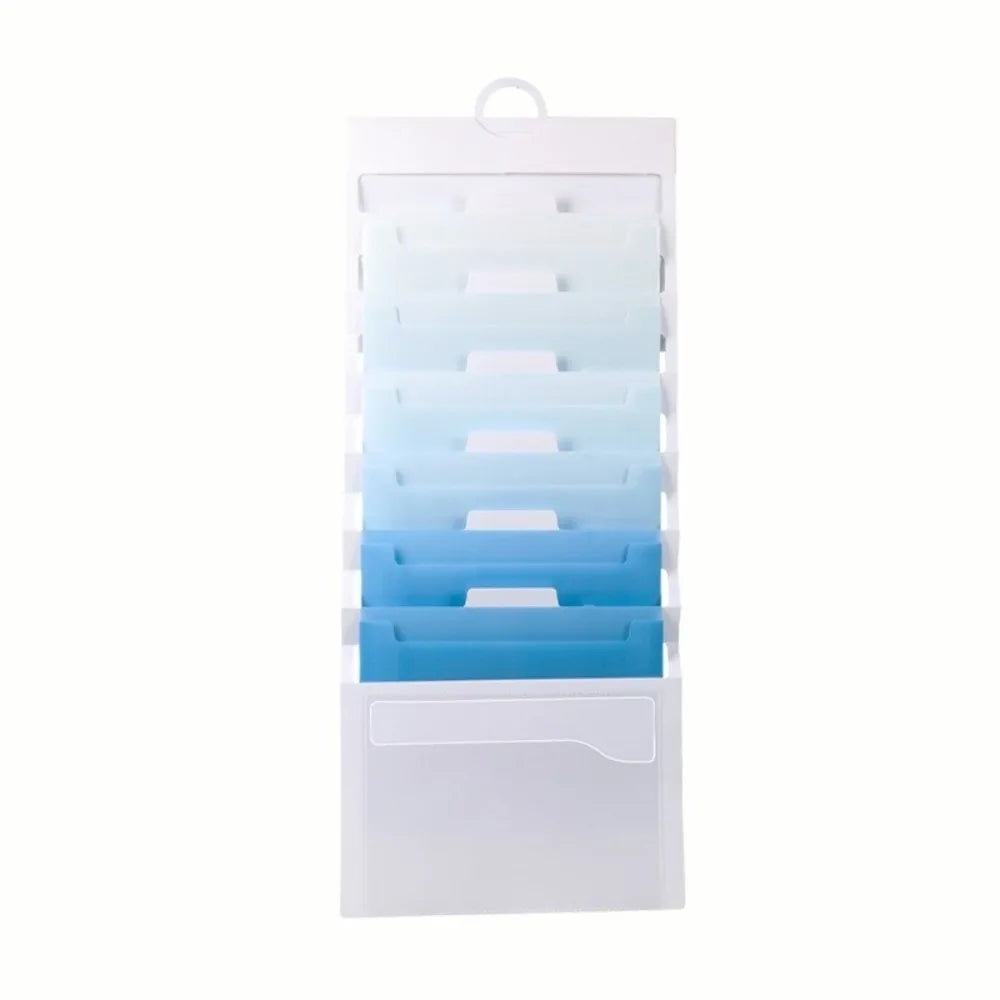 6 Pockets Hanging File Folders Wall Mounted Large Capacity Expandable Accordian Pockets Multi-color File Organizer Magazine