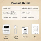 P50 Adhesive Label Printer Similar as M110 Marklife P50 E210 Label Machine Inkless Thermal Label Maker Or 1PK P50 Label Sticker