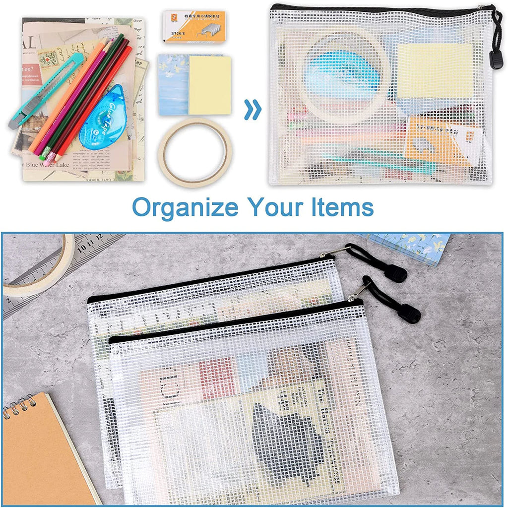 Mesh Zipper Storage Bag Document Bag Waterproof File Pouch Folders School Office Supplies Cosmetic Makeup Bags A3/A4/A5/A6