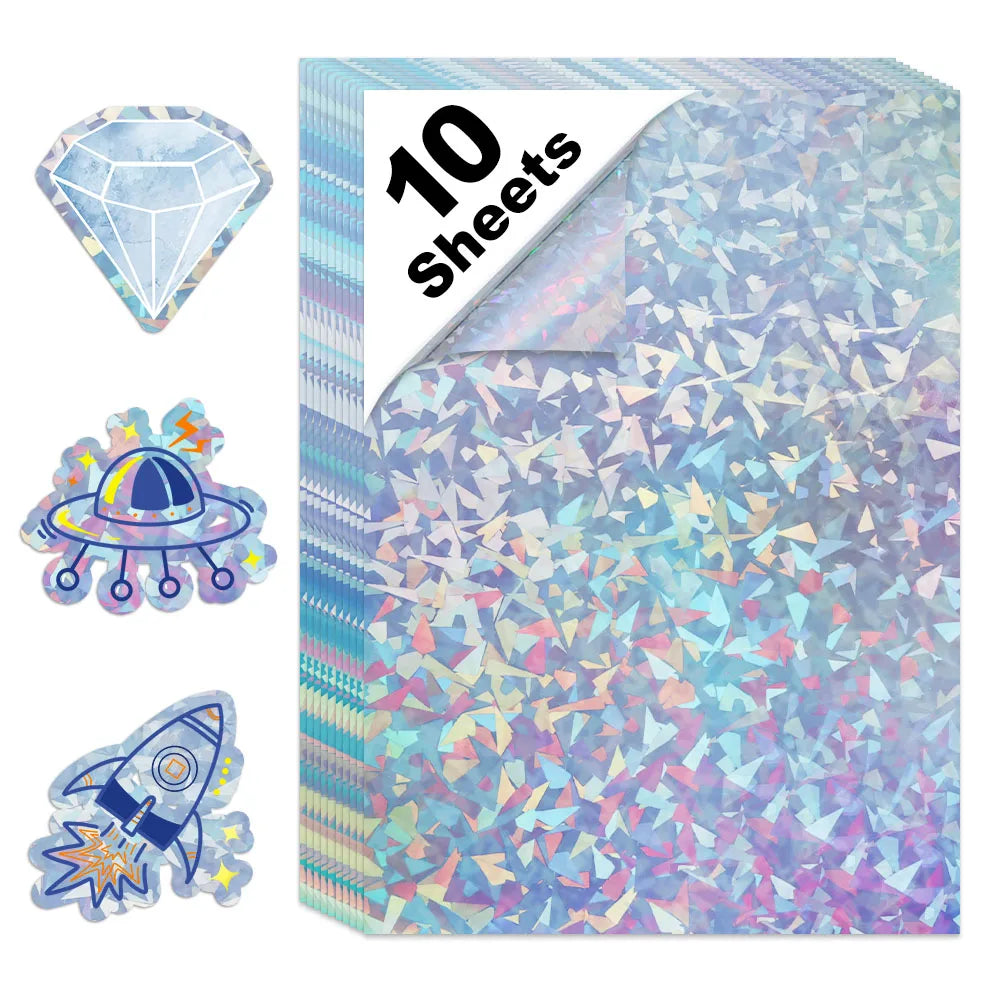 10 Sheets A4 Vinyl Sticker Paper Transparent Printabe Label for Inkjet Printer Self Adhesive Copy Paper Waterproof Sticker Decal