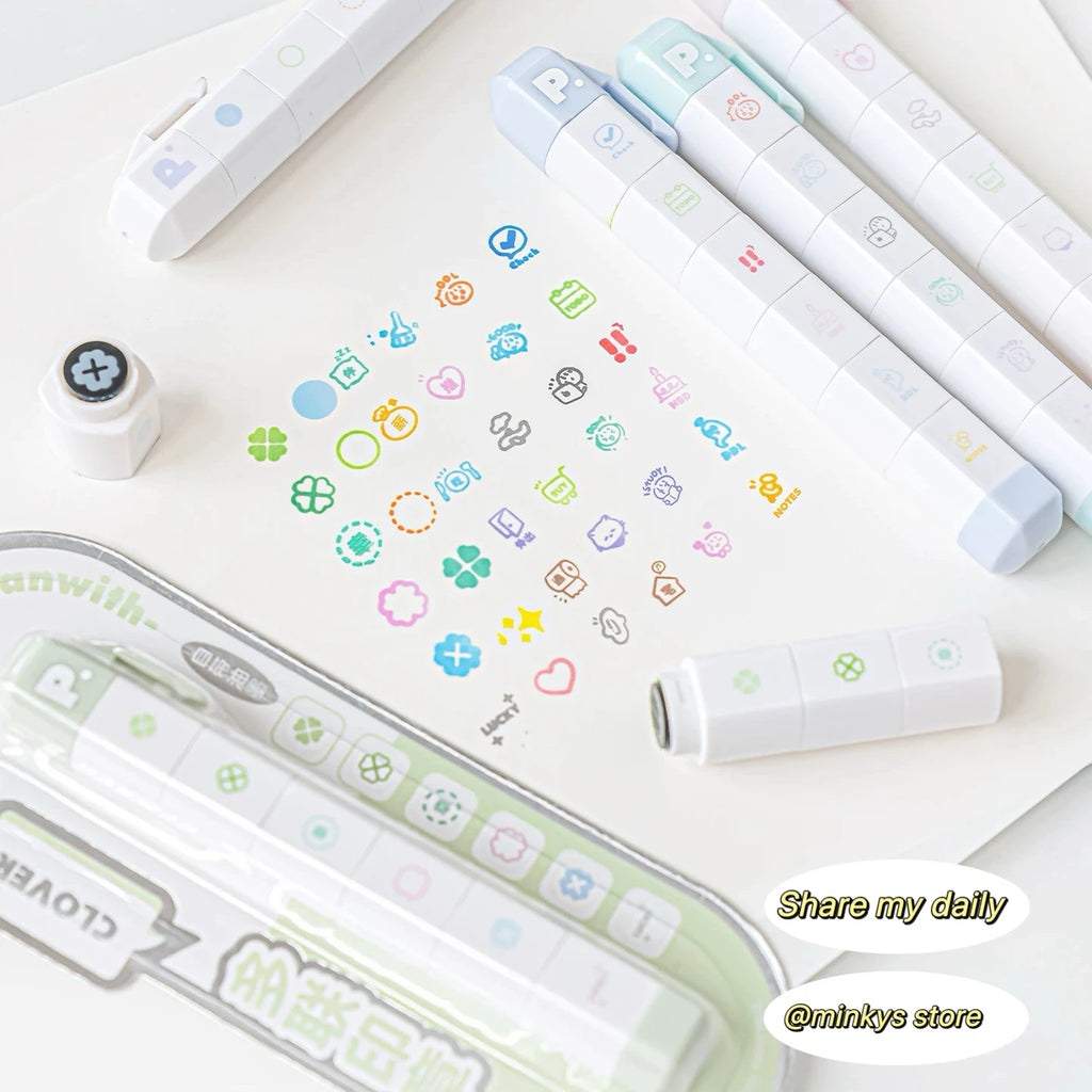 Cute Multi-link Mood Stamp Set – Kawaii INS Style Journal Diary Stamps, Scrapbooking Supplies for Planners Crafting, Creative Marking Tools for Teens Girls