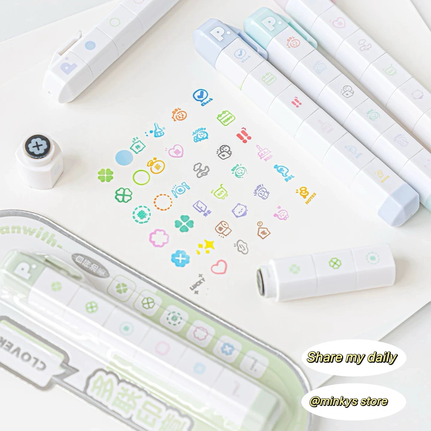 Cute Multi-link Mood Stamp Set – Kawaii INS Style Journal Diary Stamps, Scrapbooking Supplies for Planners Crafting, Creative Marking Tools for Teens Girls