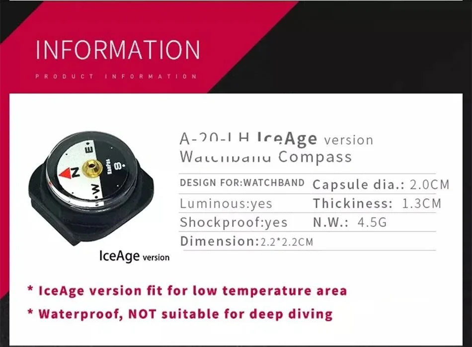KANPAS Watch Band Compass Wrist Strap Compass Waterproof Mini Luminous  Magnetic for Outdoor,Camping,Hicking,Survival
