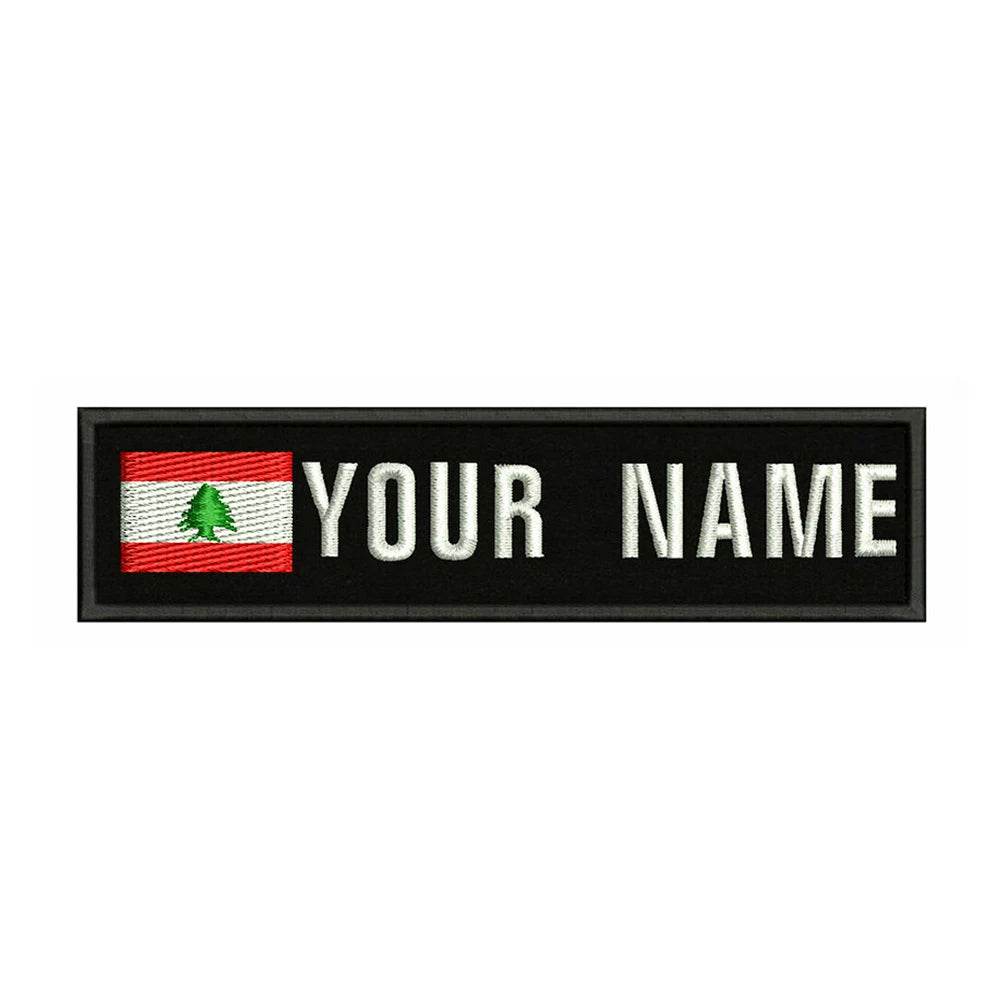 Lebanese Flag Lebanon 10X2.5cm Embroidery Custom Name Text Patch Stripes Badge Iron On Or  Patches