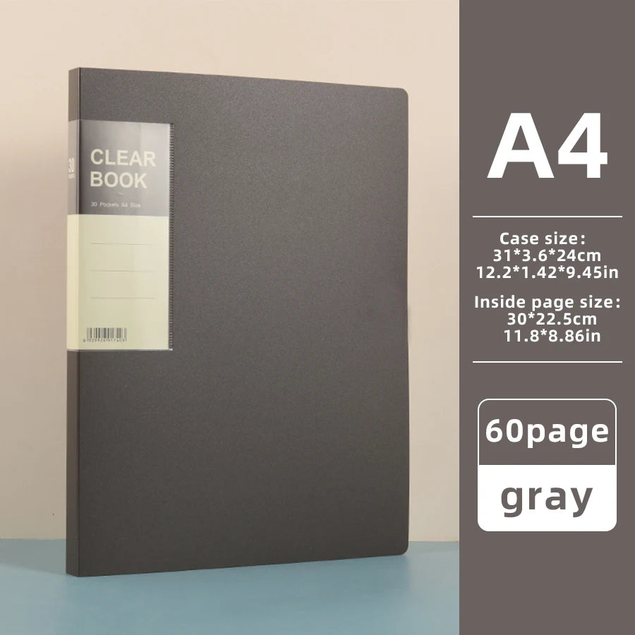 Hot Classic Style 20/30/40/60 Pages Thick Side-in Type Display Book Waterproof Large Specifications Test Paper Storage Folder