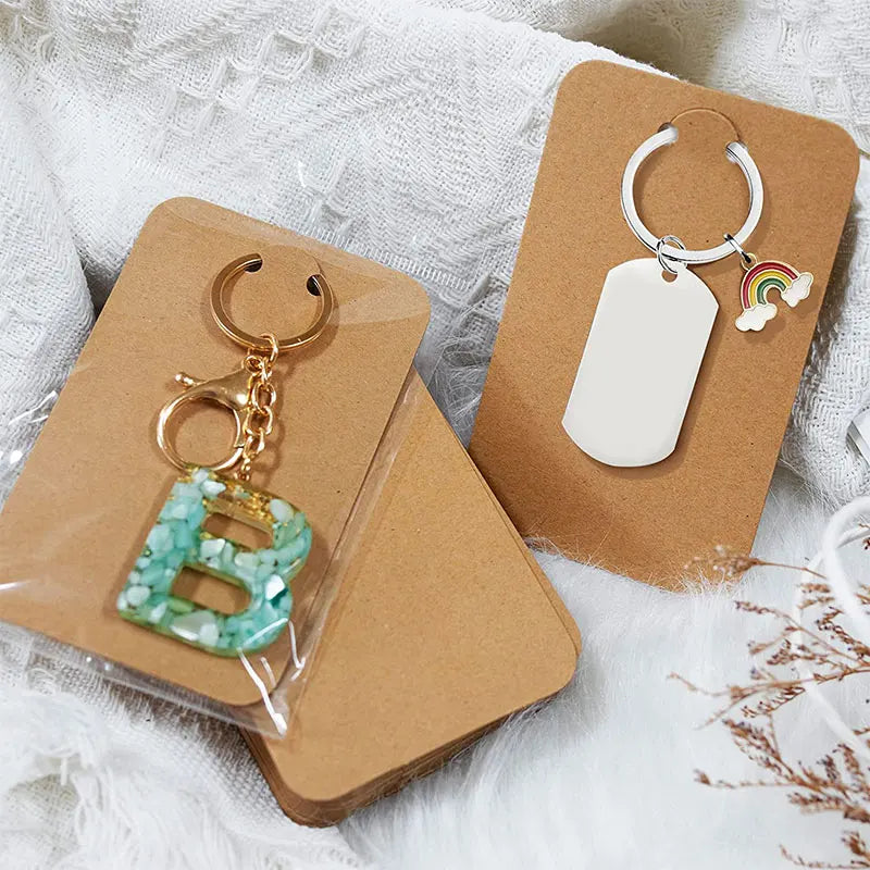 50pcs 7.5x12cm Keychain Packing Cards Kraft Paper Cards for diy Jewelry Keychain Display Cardboard Keyrings Retail Price Tags