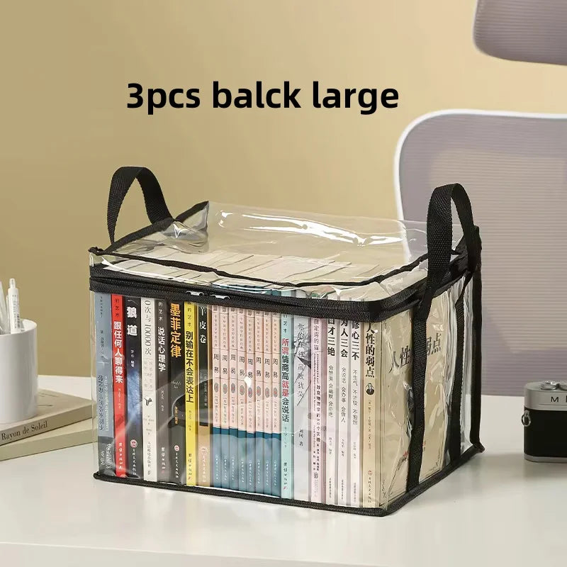 Foldable book box student dormitory classroom book organizer transparent waterproof household book organizing storage box
