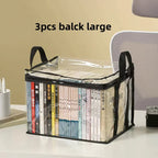Foldable book box student dormitory classroom book organizer transparent waterproof household book organizing storage box