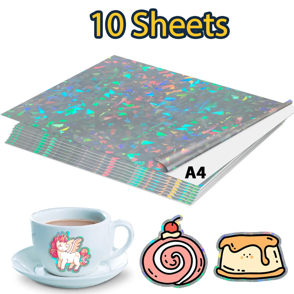 A4 Glossy Matte Printable Vinyl Sticker Paper 10 Sheets Self-adhesive Copy Paper for Inkjet Printer DIY Crafts Waterproof Paper