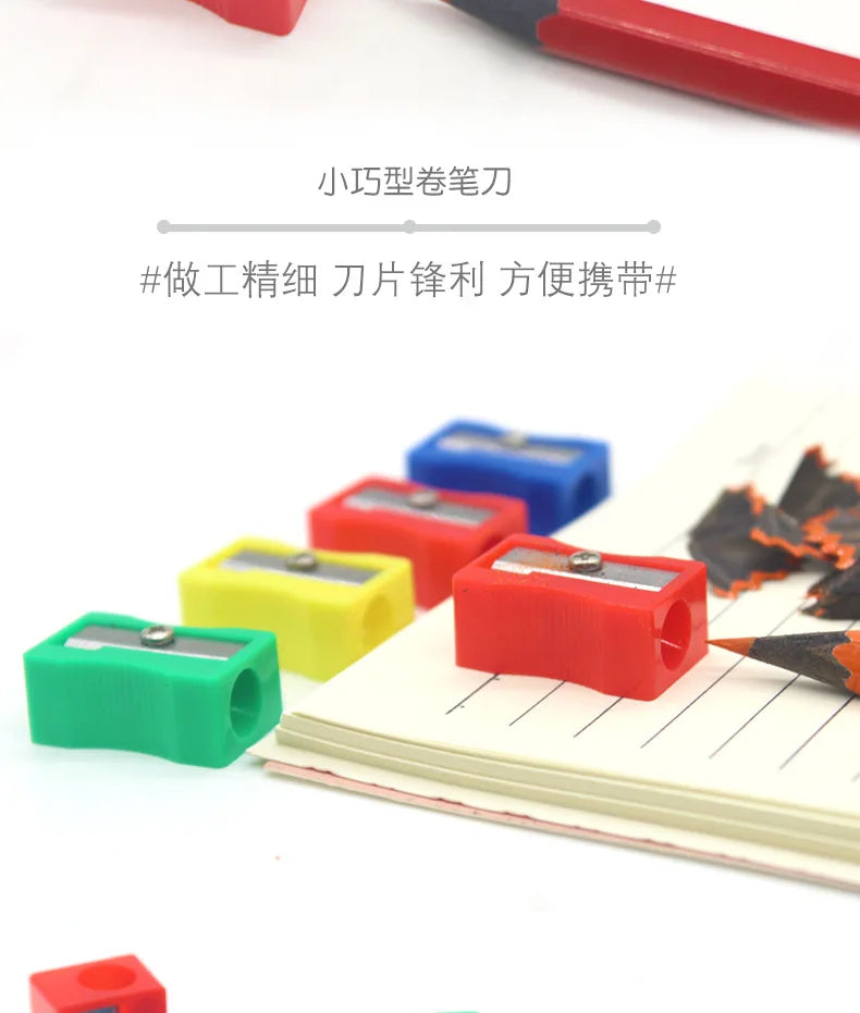8pcs Mini Colored Single Hole Rectangular Plastic Pencil Sharpener for Elementary School Students, Manual Turning Pencil Sharpe