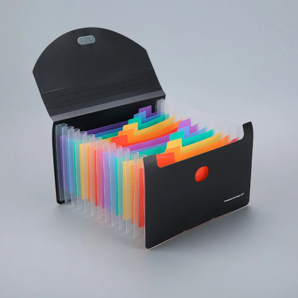 A6 Expanding Receipt Organizer Folder 13 Compartments Handheld Accordion File Holder Three Side Seal Document Storage
