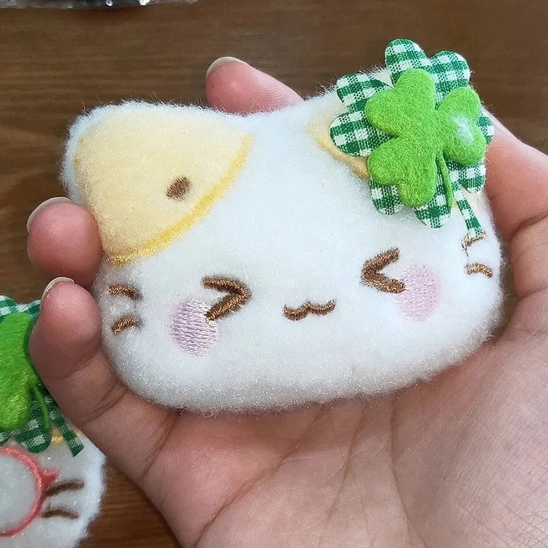 1/2/4pcs Green Clover Cat Plush Small Cat Keyring Cute Charm Keychain for Girls Women Kawaii Bag Pendant Key Chains Couple Gift