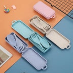 Portable Wheat Straw Fork Cutlery Set Foldable Folding Chopsticks Cutlery Set With Box Travel Kitchen Accessories