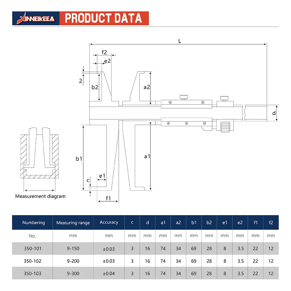 Double Inner Groove Vernier Digital Caliper 0.01mm Inner Groove Electronic Vernier Caliper Inner Hole Diameter Measurement Tool