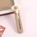 1 Piece Cartoon Utility Knife for Student Cute Fashion Box Cutter Small Portable Kawaii Beige Coffee Color Letter Opener Office