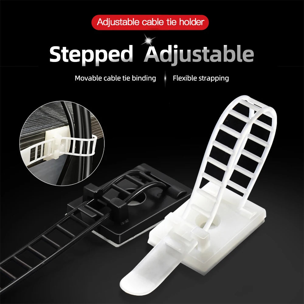 10/20/30PCS Cable Tie Wire Management Clips Cable Organizer for Desk Wall Adjustable Cable Holder Power Cord Car Organizer Clamp