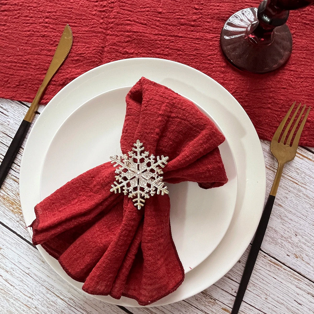 Set of 6 Cotton Cloth Napkins Gauze 30x30cm Fabric for Wedding Decor Everyday Use Dinner Tea Towel Table Village Christmas Napki