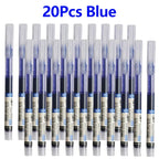 1-20Pcs Needle Type Gel Ink Pens Black/Blue/Red 0.5mm Liquid Ballpoint Pen Students Stationery School Office Writing Tool