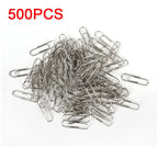 500/300/100PCS Metal Silver Paper Clips for Paperwork Stainless Steel Bookmark Paperclips Organizers Office School Supplies