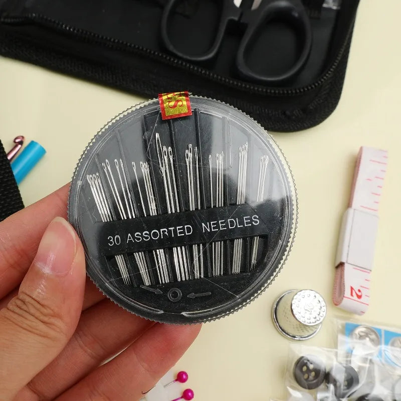 172/128/67/27pcs/set Sewing Kit with Threads Needles Scissors Tape Measure Buttons Storage Bag Portable Travel Sewing Box Tools