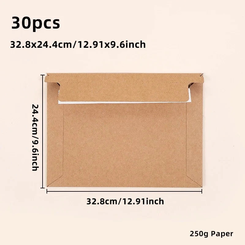 30pcs Envelope A3 A4 A5 A6 Postcards Message 250g Kraft Paper Autohesion Invitations Business Letters Express File Storage Bag