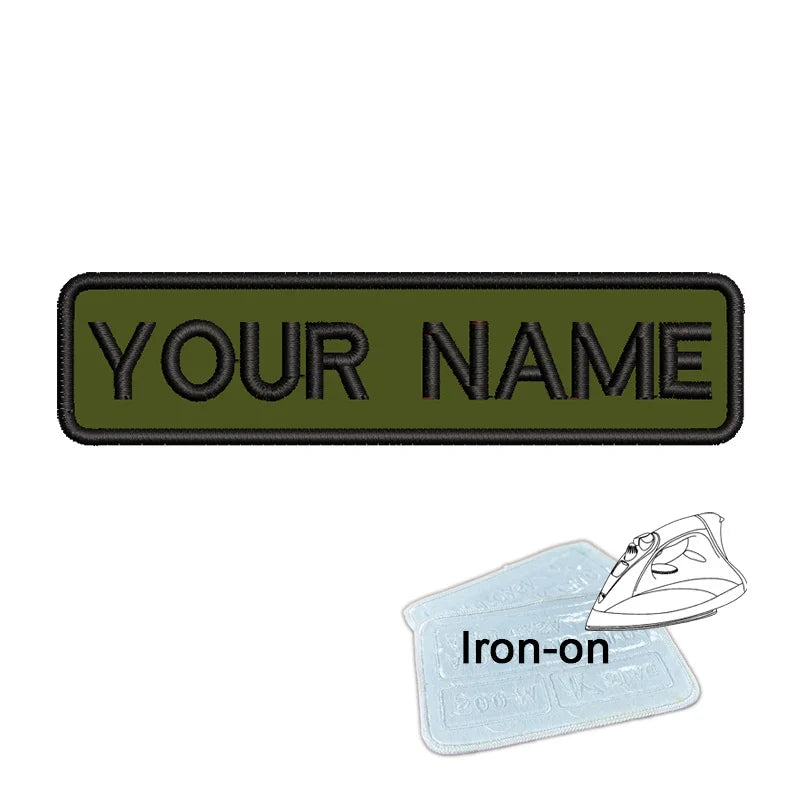 1PC 10cmX2.5cm Custom Personalized Name Embroidered Patch Number Stripes Badge Tags Armband Iron On Backing Hook & Loop Backing