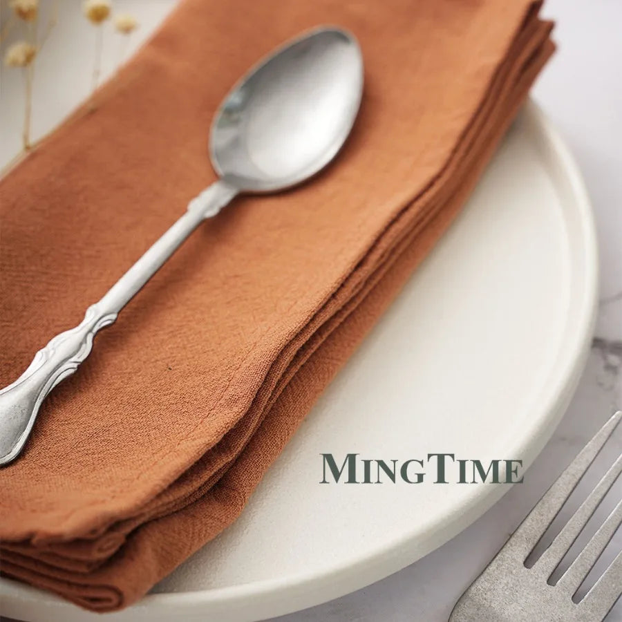 12pcs Napkins 40X40CM Plain Washed Cotton Tea Towel Dining Place Mats Wedding Party Christmas Linen Kitchen Cloths Table Decor