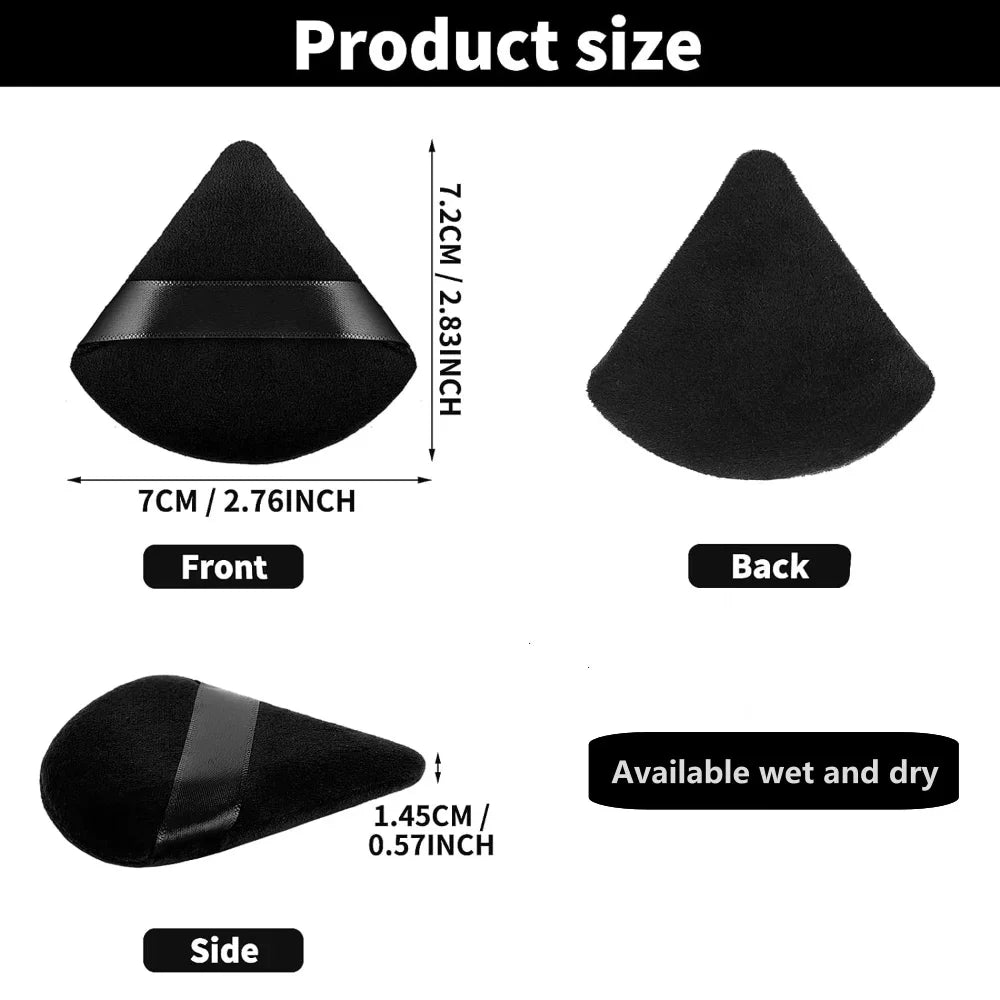 Reusable Black Triangle Velvet Powder Puff Soft Facial Blending Sponge, Multipurpose Foundation Cosmetic Sponge for Daily Makeup