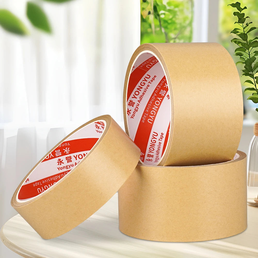 10/20/50m Heavy Duty Brown Kraft Paper Tape, Strong Adhesive Writable Masking Tape for Packing, Sealing, Bundling & Home DIY