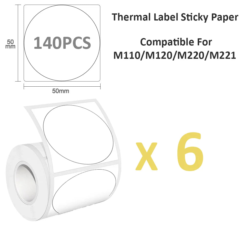 50x50mm Waterproof Thermal Stickers Compatible M110 Printer, Fade-Resistant Address Labels for Shipping & Retail Shelf Tags