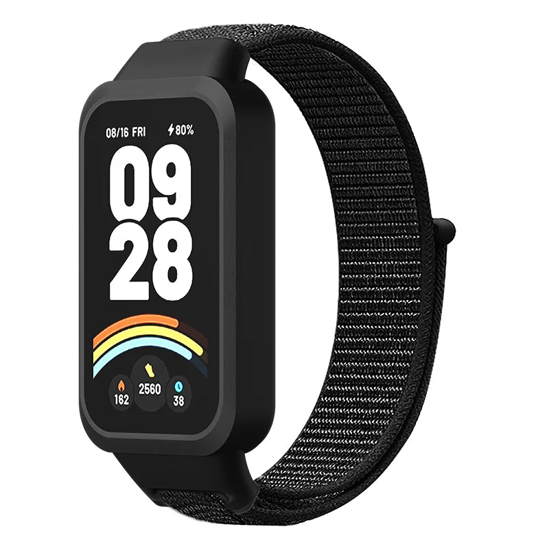 Strap+PC Case for Xiaomi mi band 9 active accessories sports Nyon bracelet correa+Protective Bumper shell Cover for Redmi band 3