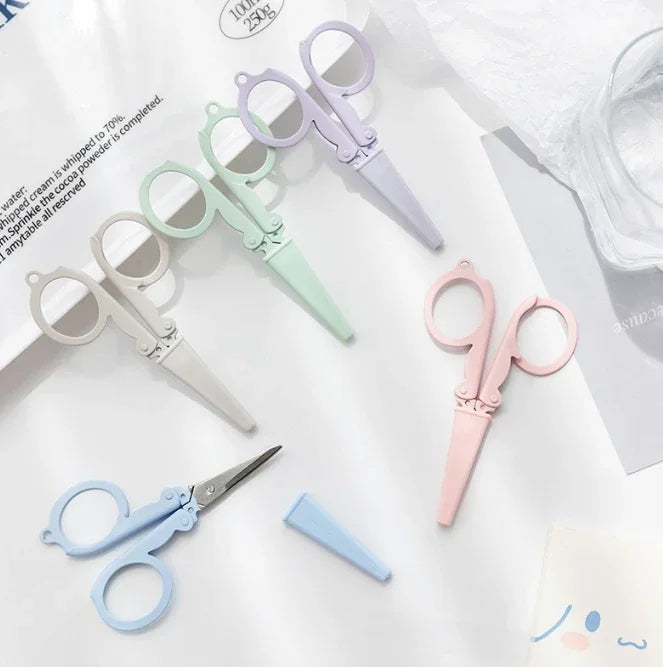 Cute Foldable Scissors Mini Morandi Paper Cutter Knife Portable Envelopes Opener DIY Handmade Art Tools School Office Supplies