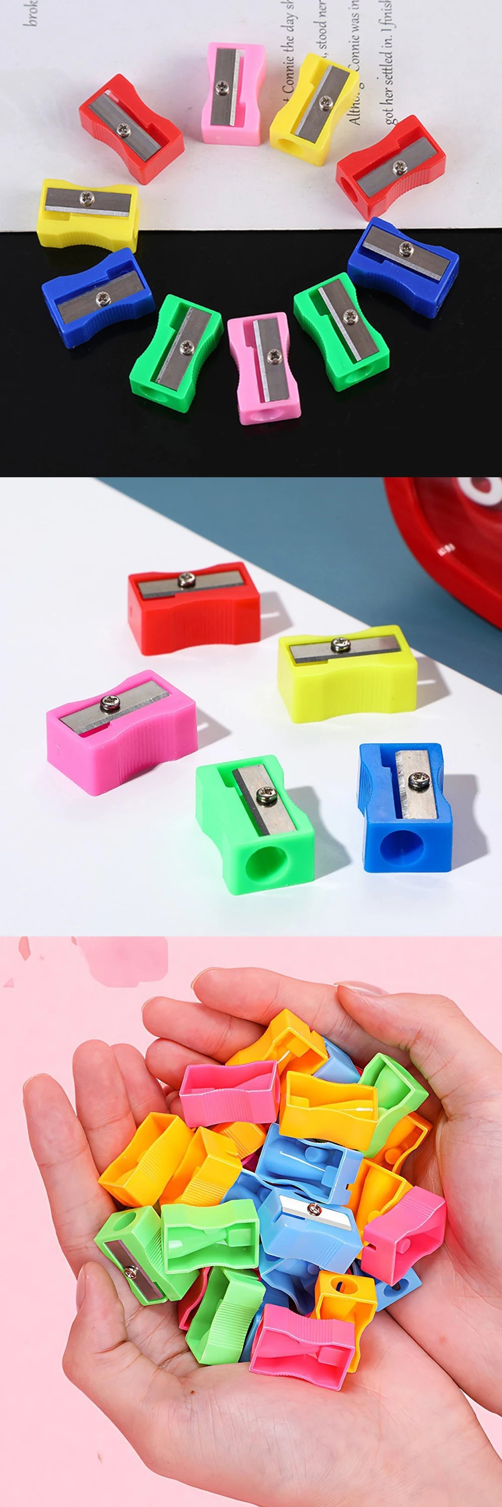 5/10/20PCS Pencil Sharpener Random Mixed Color Plastic Single Hole Manual Pencil Sharpeners Useful Stationery Student Favors ZYF