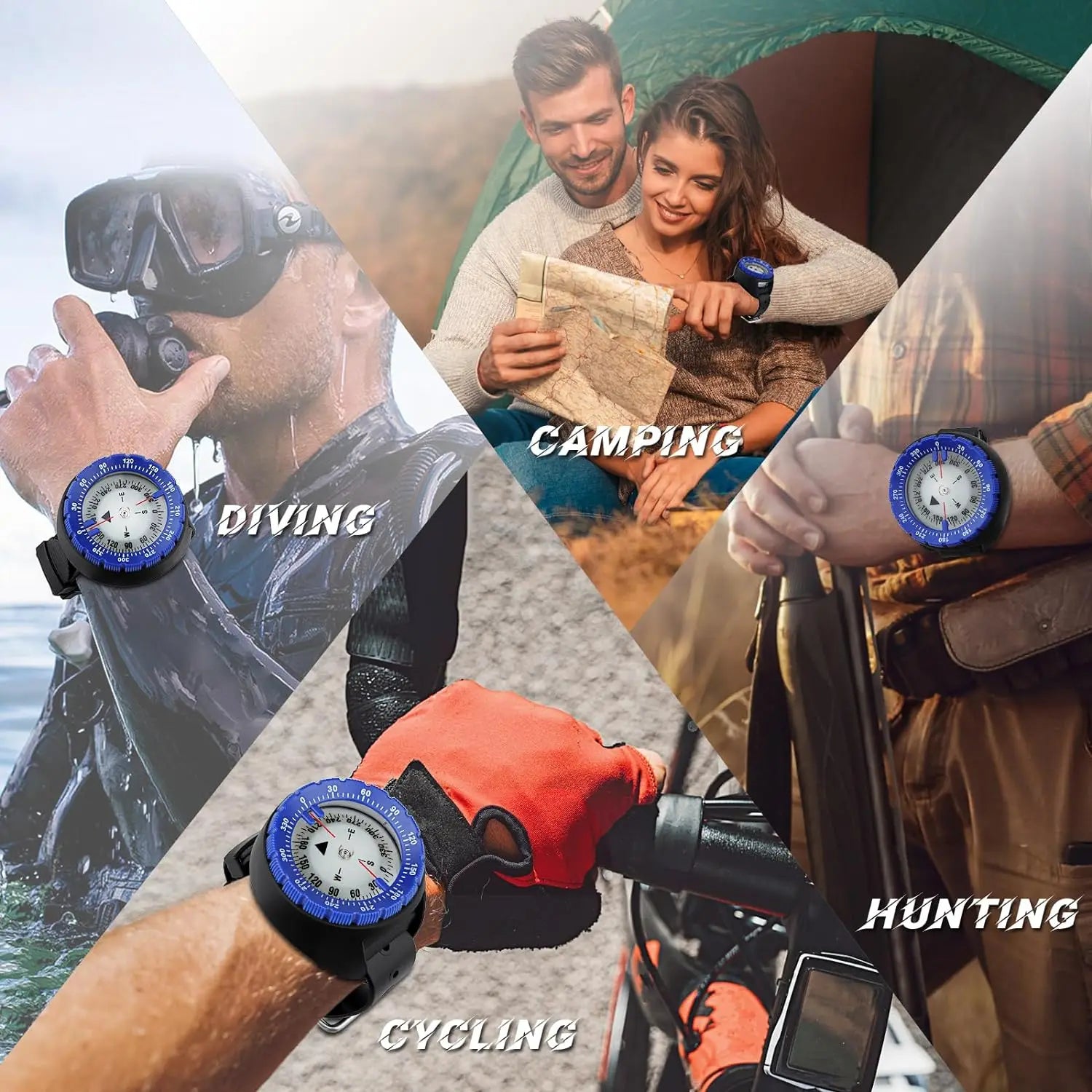 Digital Underwater 50m Diving Compass Professional Waterproof Navigator Digital Scuba Luminous Balanced Watch Swimming Outdoor